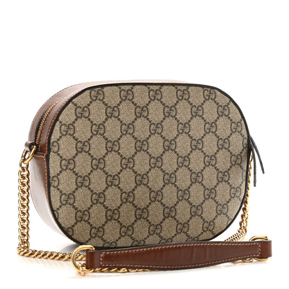 Gucci GG Supreme Monogram Cuoio Toscano Mini Chain Shoulder Bag Beige Ebony Cuir 3 of 14