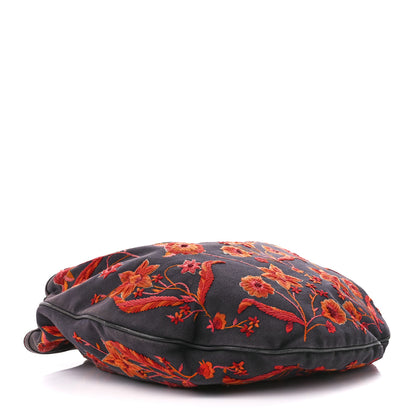 Gucci Canvas Embroidered Large Wave Hobo Blue Red 4 of 12