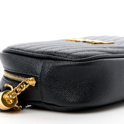Saint Laurent Grain De Poudre Matelasse Monogram Mini Lou Camera Bag Black 9 of 12