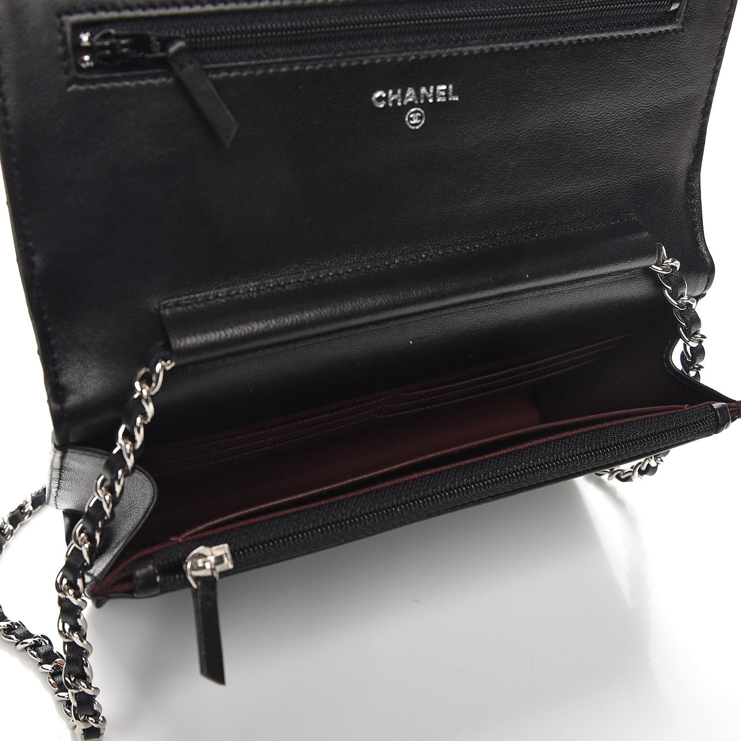Chanel Lambskin Quilted Wallet On Chain WOC Black 5 of 9