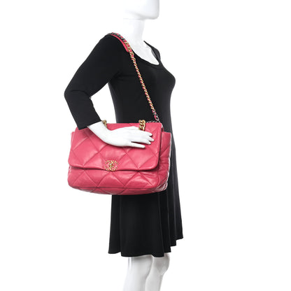 Chanel Lambskin Quilted Maxi Chanel 19 Flap Pink 2 of 11