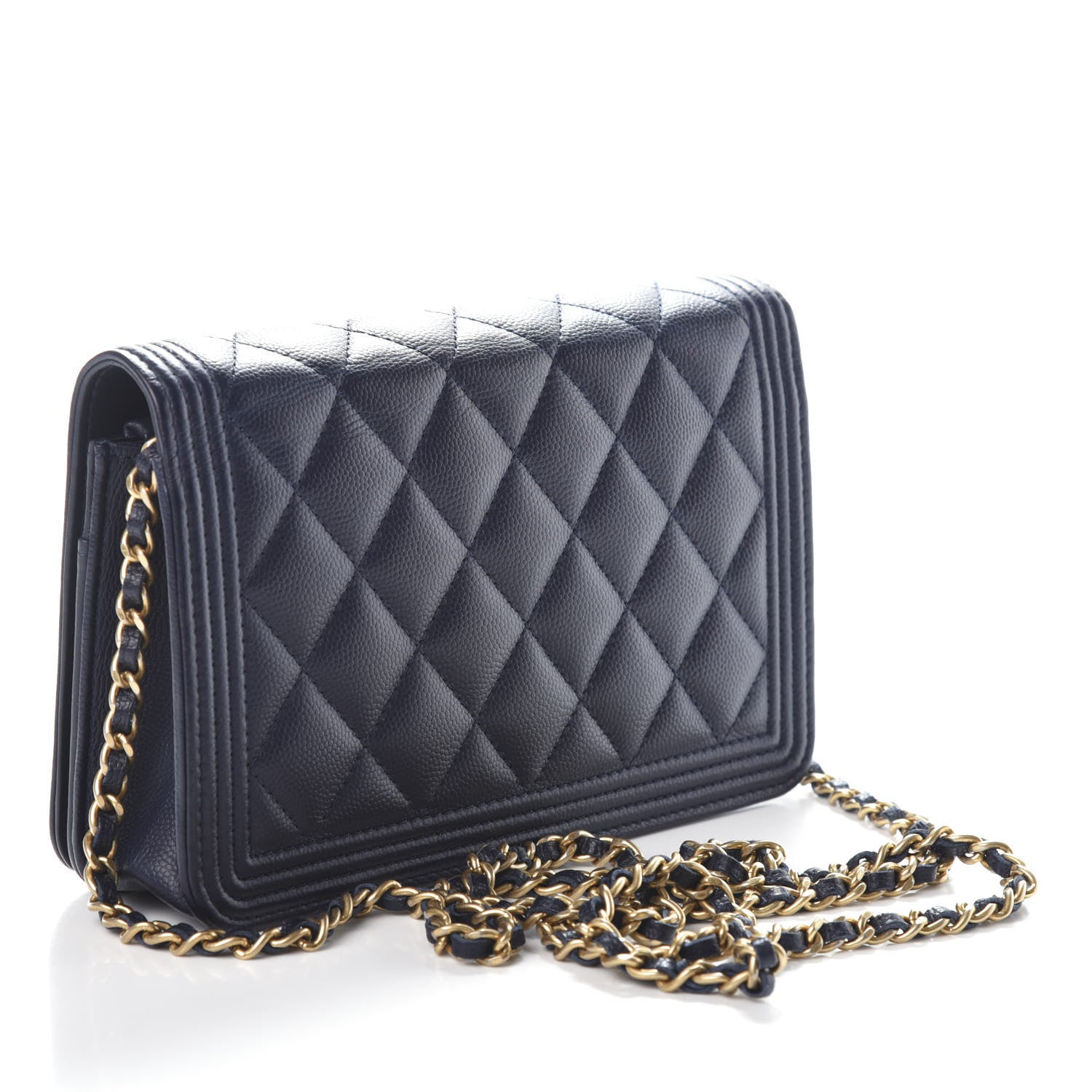 Chanel Caviar Quilted Boy Wallet On Chain WOC Navy 3 of 11