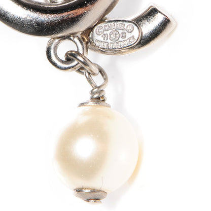 Chanel Enamel Crystal Pearl CC Earrings Silver 4 of 4