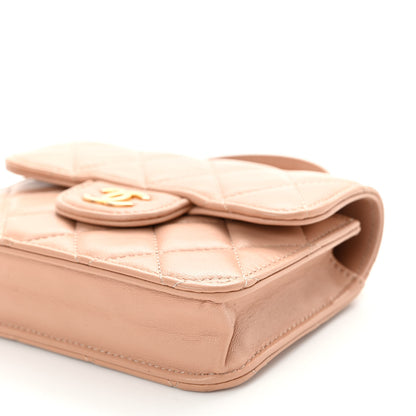 Chanel Lambskin Quilted Top Handle Flap Coin Purse With Chain Beige 11 of 11