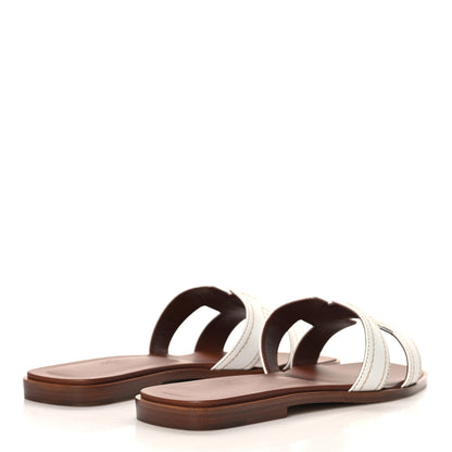 Hermes Calfskin Stitched Oran Sandals 40 White 5 of 10