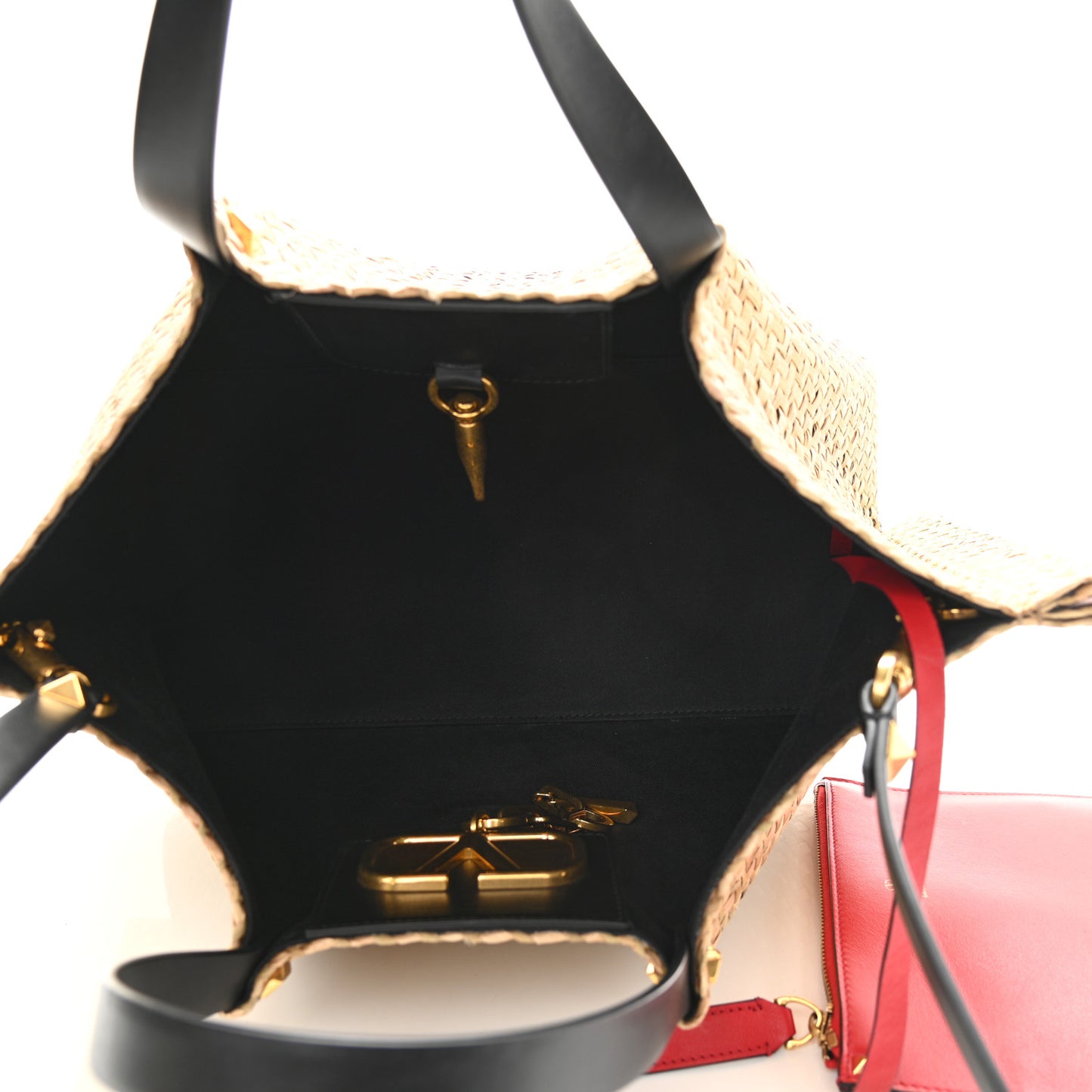 Raffia Medium Vlogo Escape Shopper Natural Black Rouge
