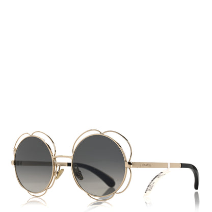 Chanel Metal Round Camellia Sunglasses 71573 Gold 1 of 8