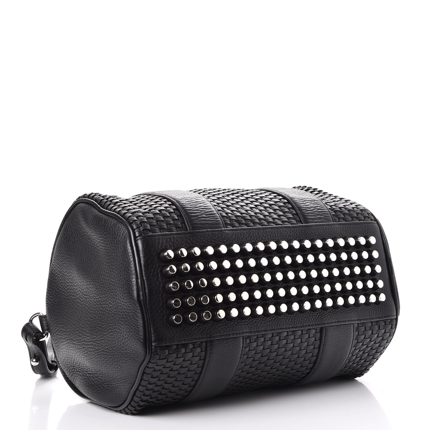 Alexander Wang Pebbled Lambskin Woven Rocco Black Silver Hardware 4 of 8
