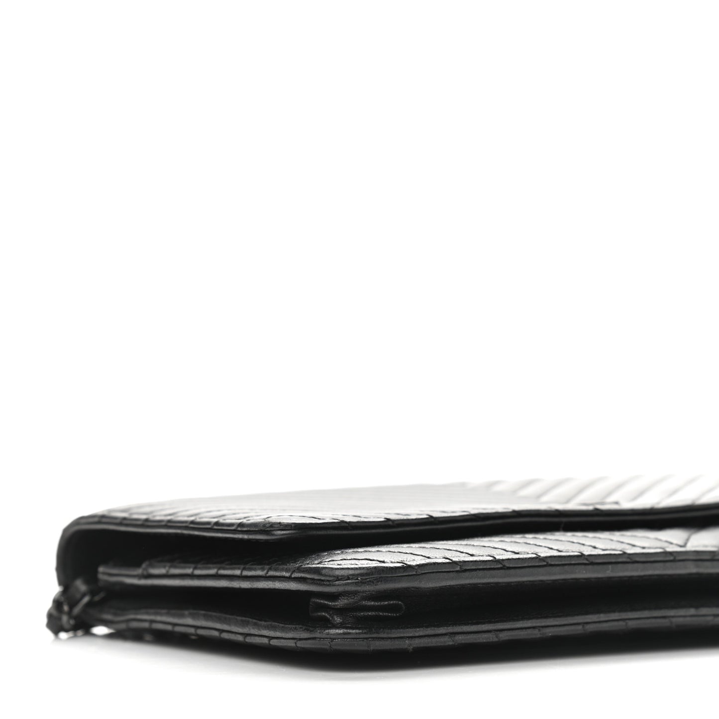 Lambskin Chevron Quilted Wallet On Chain WOC So Black