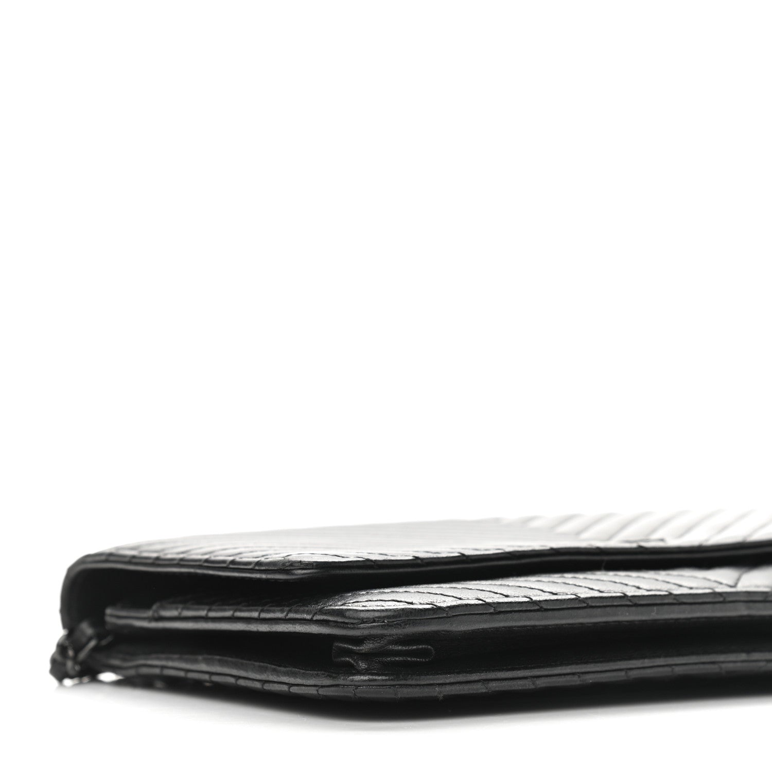 Chanel Lambskin Chevron Quilted Wallet On Chain WOC So Black 10 of 12
