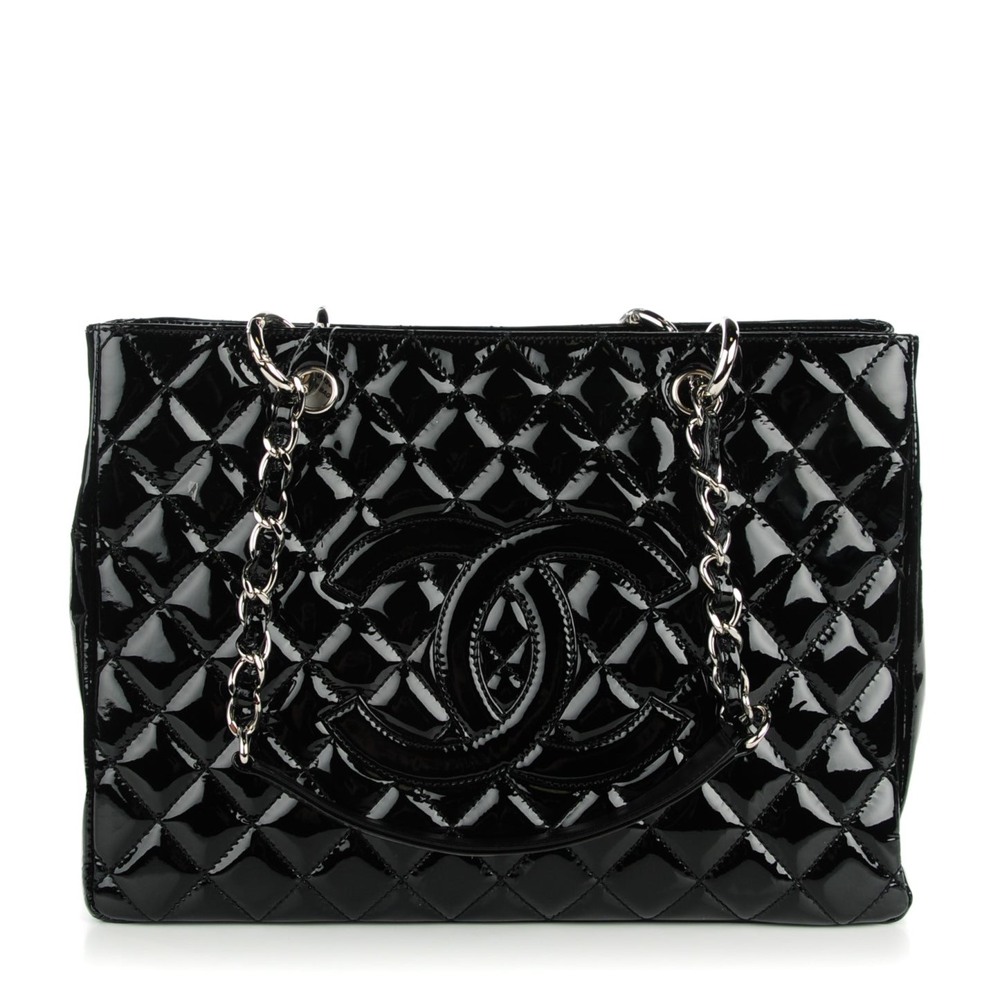 Patent Quilted Grand Shopping Tote GST Black