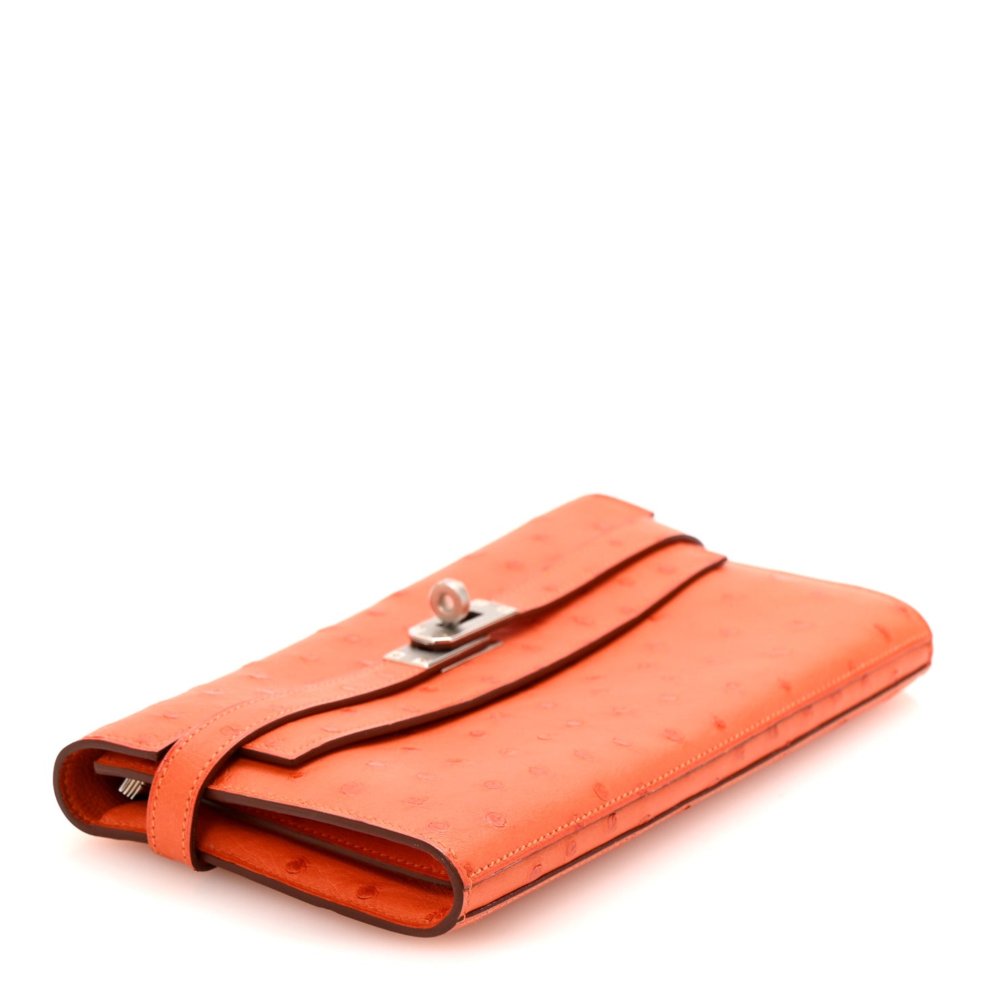 Ostrich Kelly Longue Wallet Orange