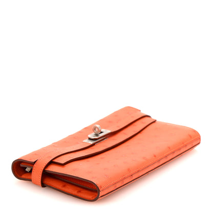 Hermes Ostrich Kelly Longue Wallet Orange 4 of 7