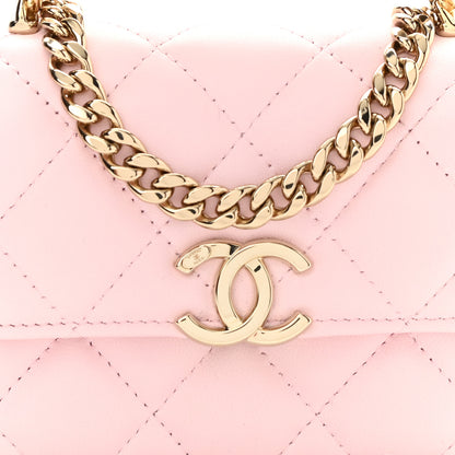 Chanel Lambskin Quilted Pick Me Up Clutch With Chain Pink 9 of 12