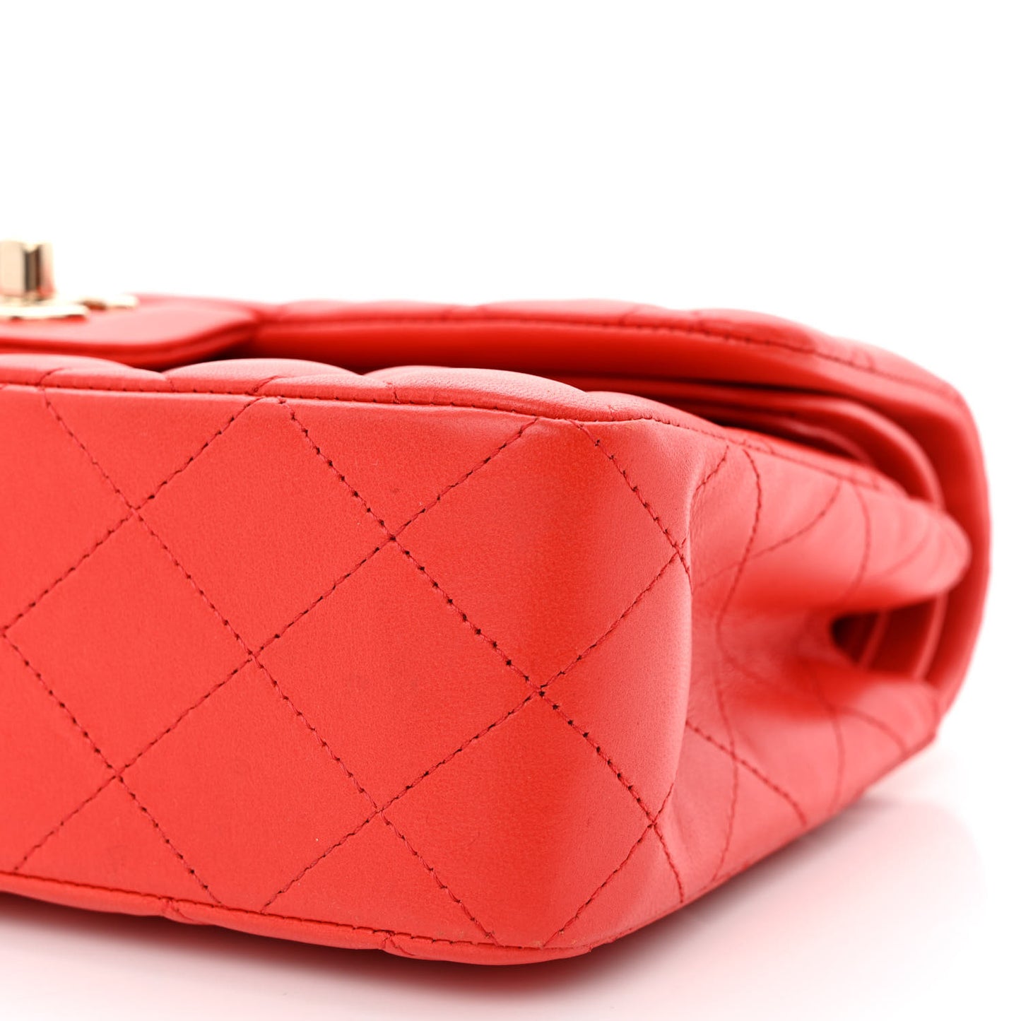 Lambskin Quilted Small Double Flap Red