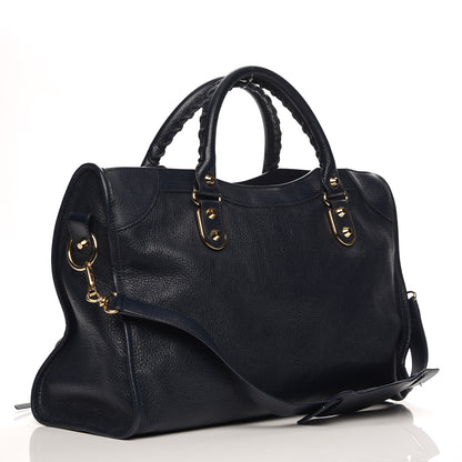 Balenciaga Chevre Gold Metallic Edge Hardware City Bleu Nuit Dark Sea 4 of 8