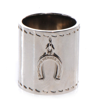 Hermes Palladium Charms Fer a Cheval Horseshoe Scarf Ring Silver 1 of 5