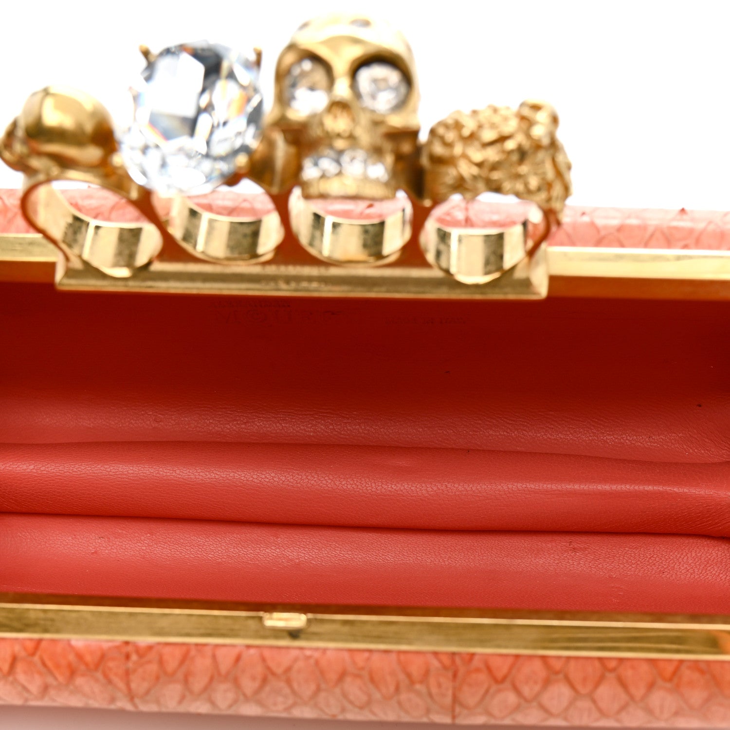 Alexander McQueen Snakeskin Knuckle Box Clutch Orange 5 of 13
