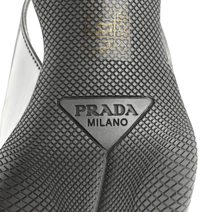 Prada Spazzolato Triangle Logo Pointed Toe 45mm Slingback Pumps 36.5 Argento 8 of 11