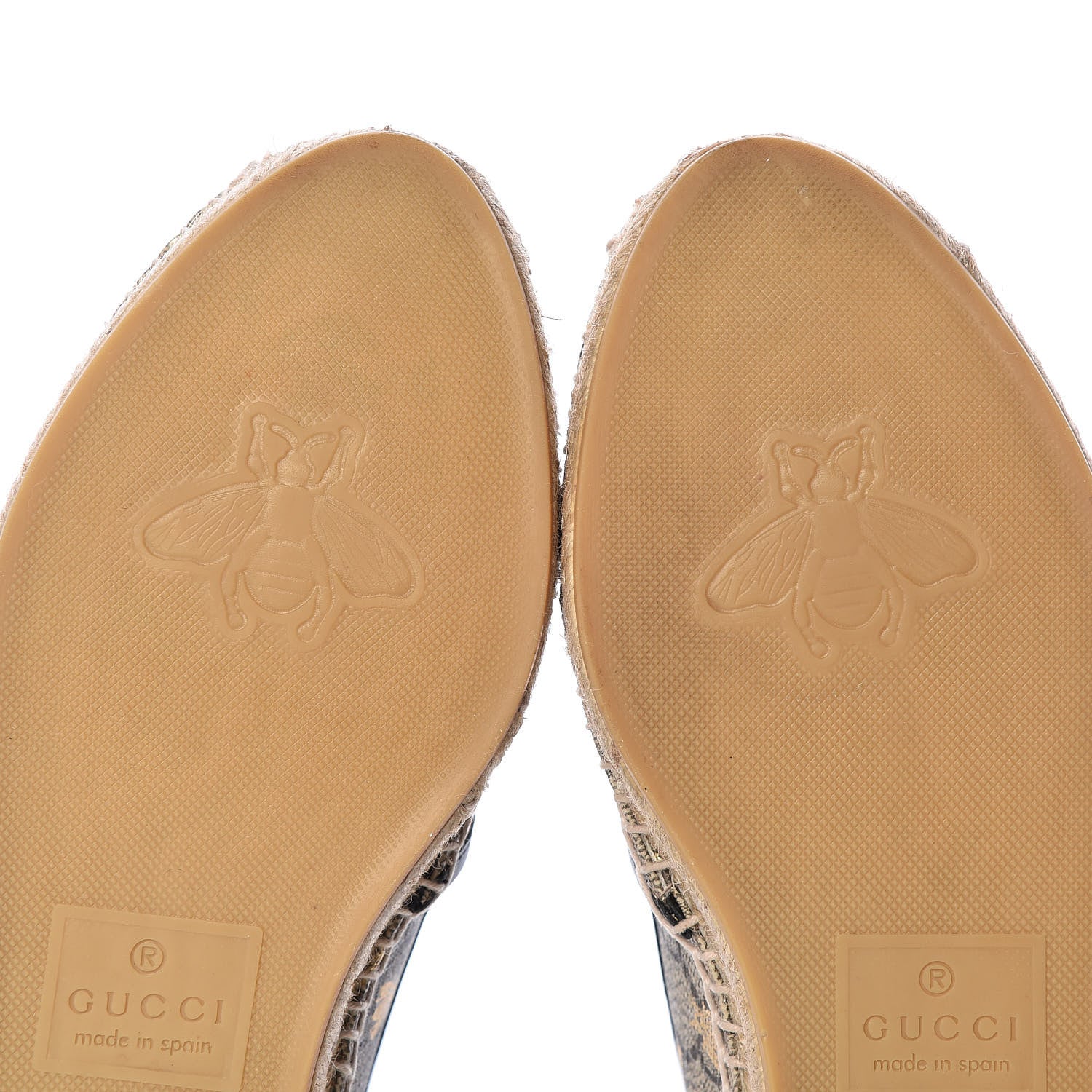Gucci GG Supreme Monogram Bees Espadrille Flats 37.5 Beige Ebony Oro Black 12 of 13