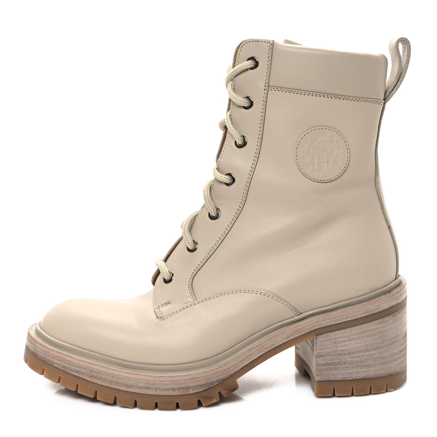Hermes Calfskin Bridge Ankle Boots 37 Beige Grege 1 of 9