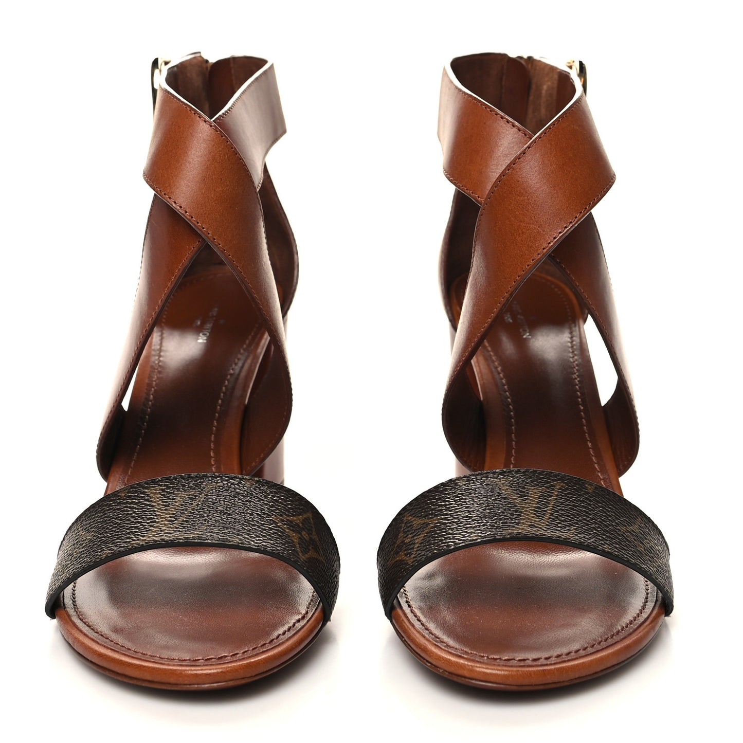 Calfskin Monogram Horizon Sandals 41 Cognac Brown
