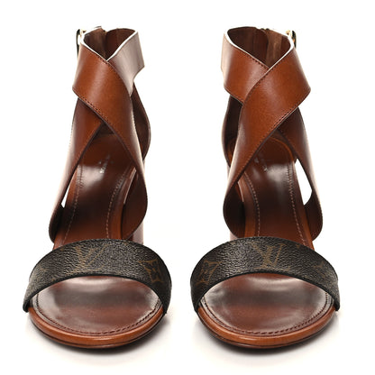 Louis Vuitton Calfskin Monogram Horizon Sandals 41 Cognac Brown 2 of 9