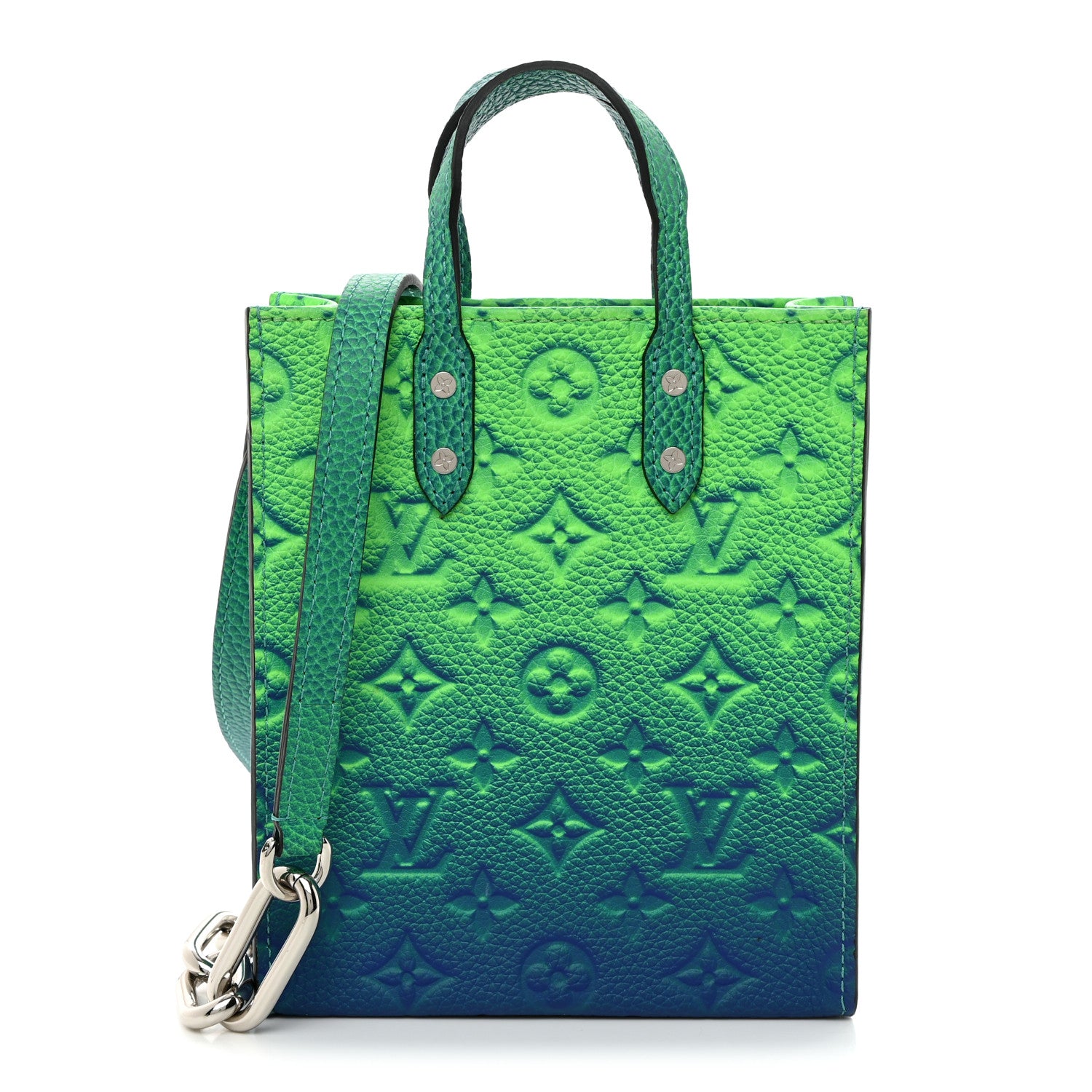 Louis Vuitton Taurillon Illusion Sac Plat XS Bleu Vert 1 of 9
