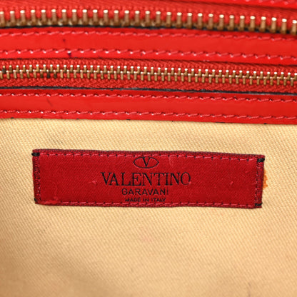 Valentino Garavani Patent Monochrome Rockstud Double Handle Tote Rosso Valentino 6 of 13