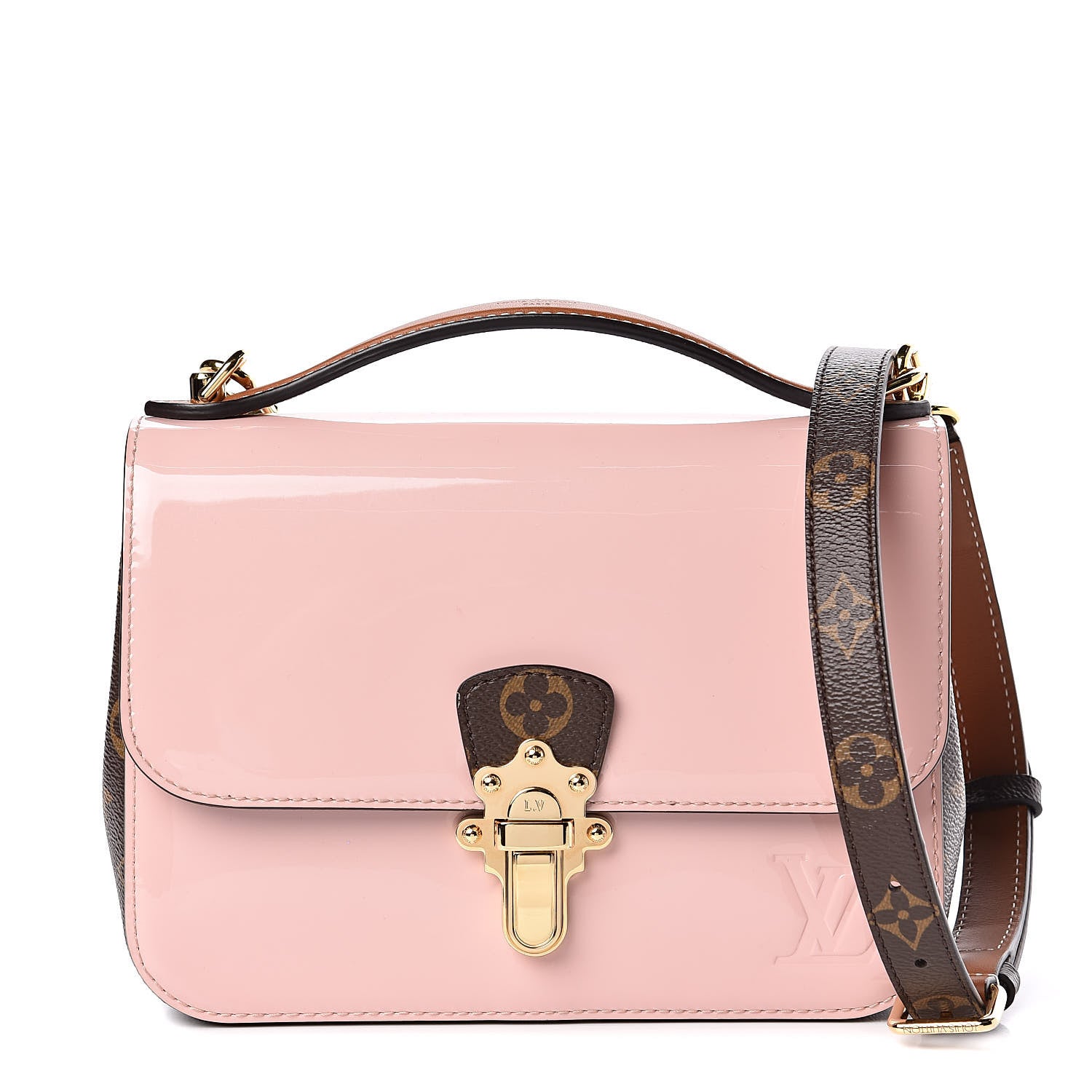 Louis Vuitton Patent Calfskin Monogram Cherrywood BB Rose Ballerine 1 of 9