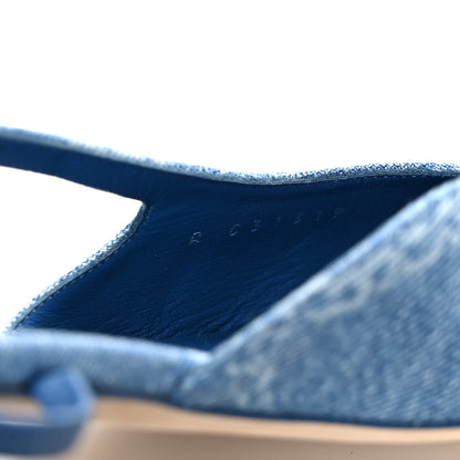 Chanel Denim Cap Toe CC Slingback Flats 41 Light Blue Multicolor 8 of 9