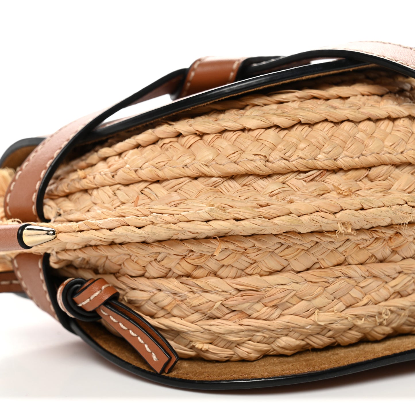 Calfskin Raffia Mini Gate Crossbody Bag Natural Tan