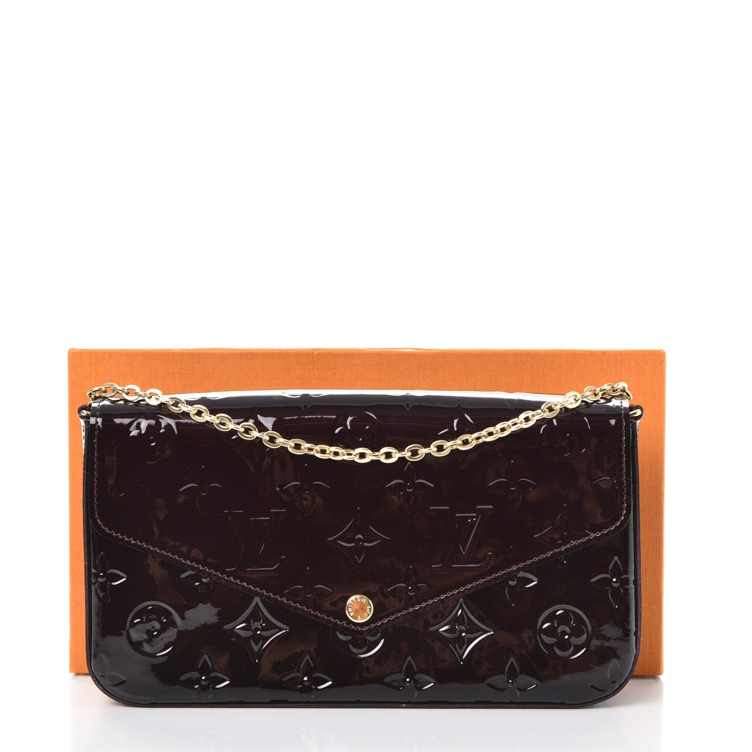 Louis Vuitton Vernis Pochette Felicie Chain Wallet Amarante 6 of 8