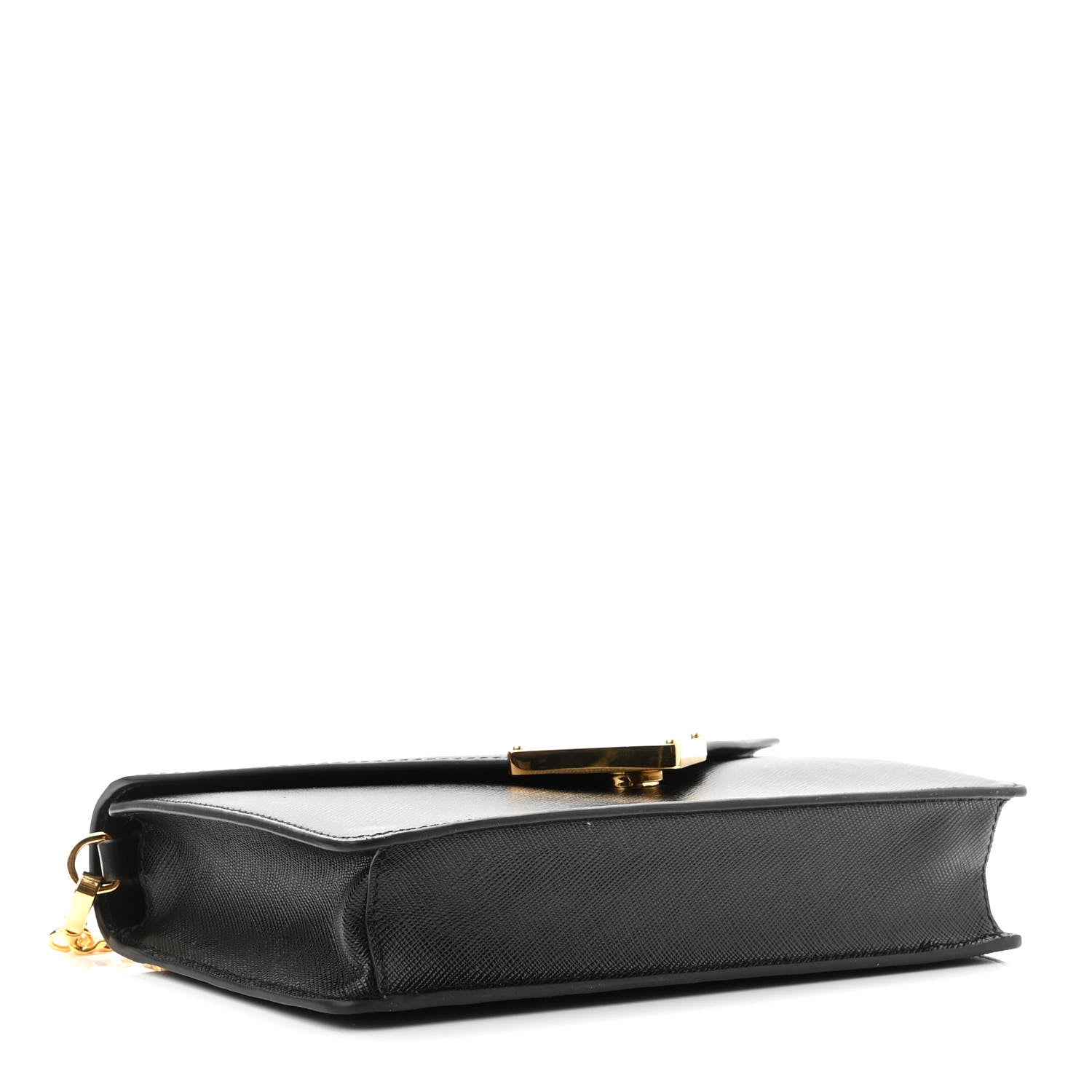 Prada Saffiano Lux Metal Triangle Logo Mini Envelope Chain Shoulder Bag Black 4 of 9
