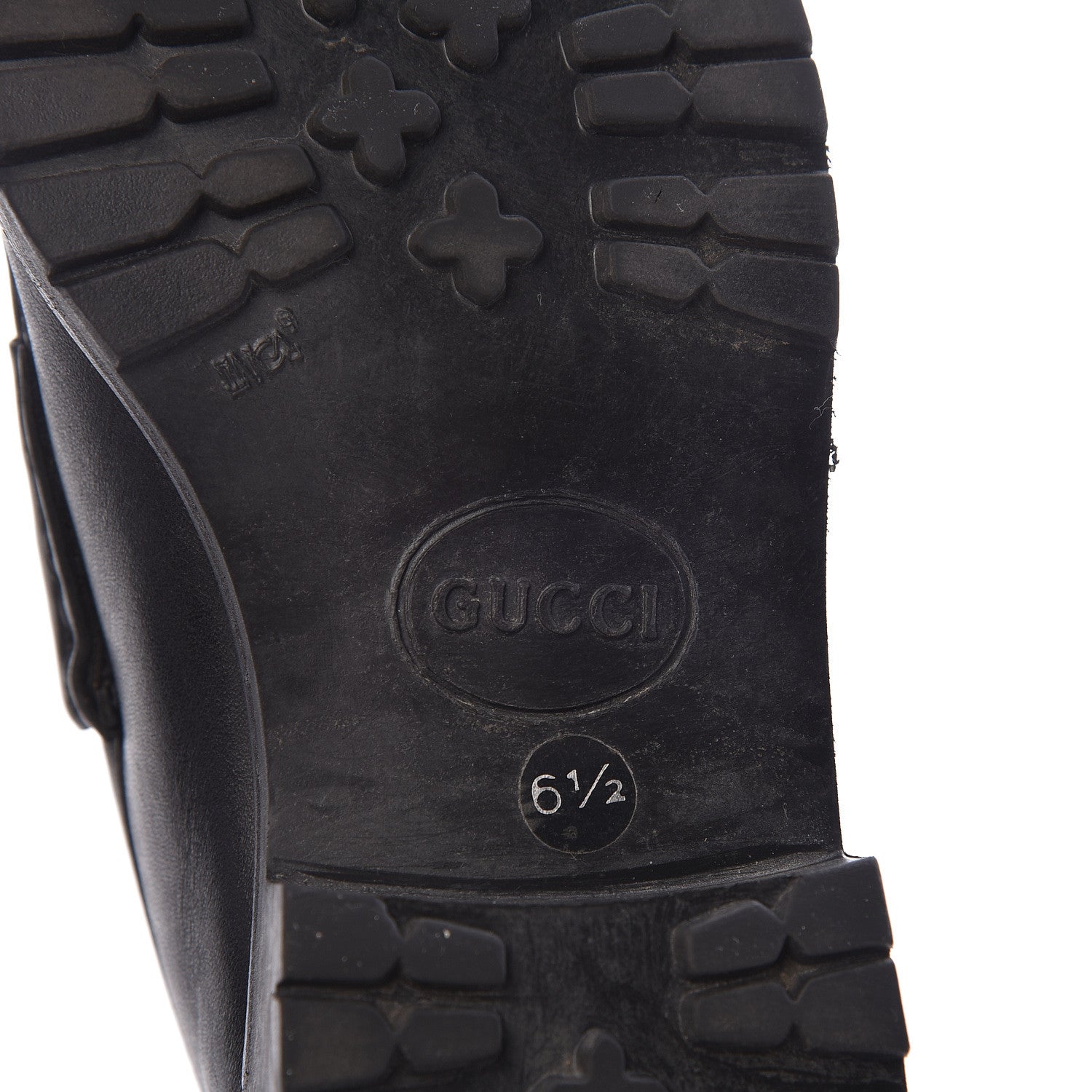 Gucci Laredo Calf Horsebit Lug Sole Loafers 6.5 Black 8 of 14