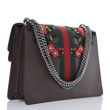 Gucci Calfskin Web Owl Embroidered Medium Dionysus Shoulder Bag New Acero Multicolor 3 of 12