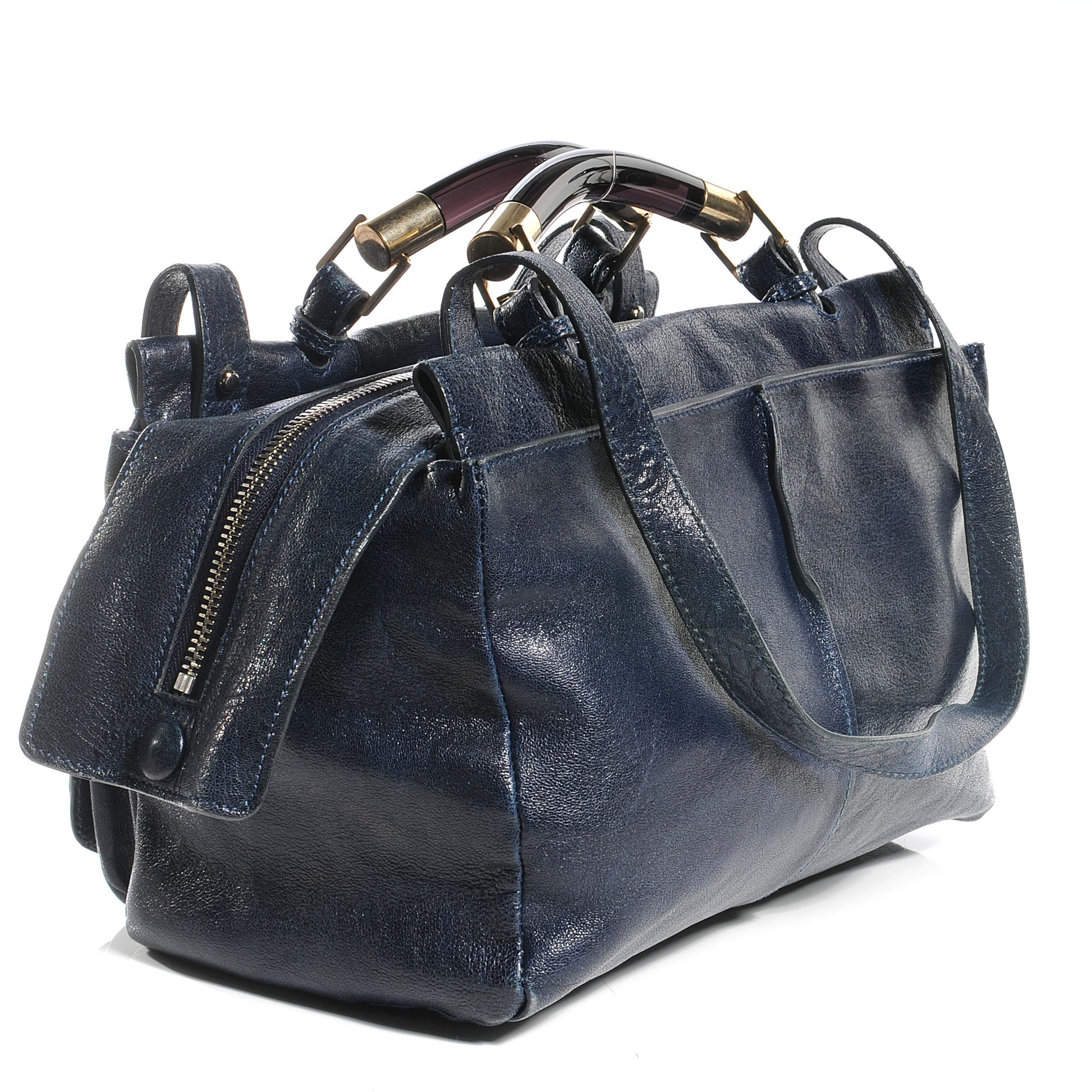 Chloe Leather Saskia Satchel Navy 3 of 7
