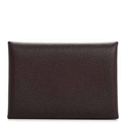 Hermes Evercolor Calvi Duo Card Case Chocolate 1 of 8