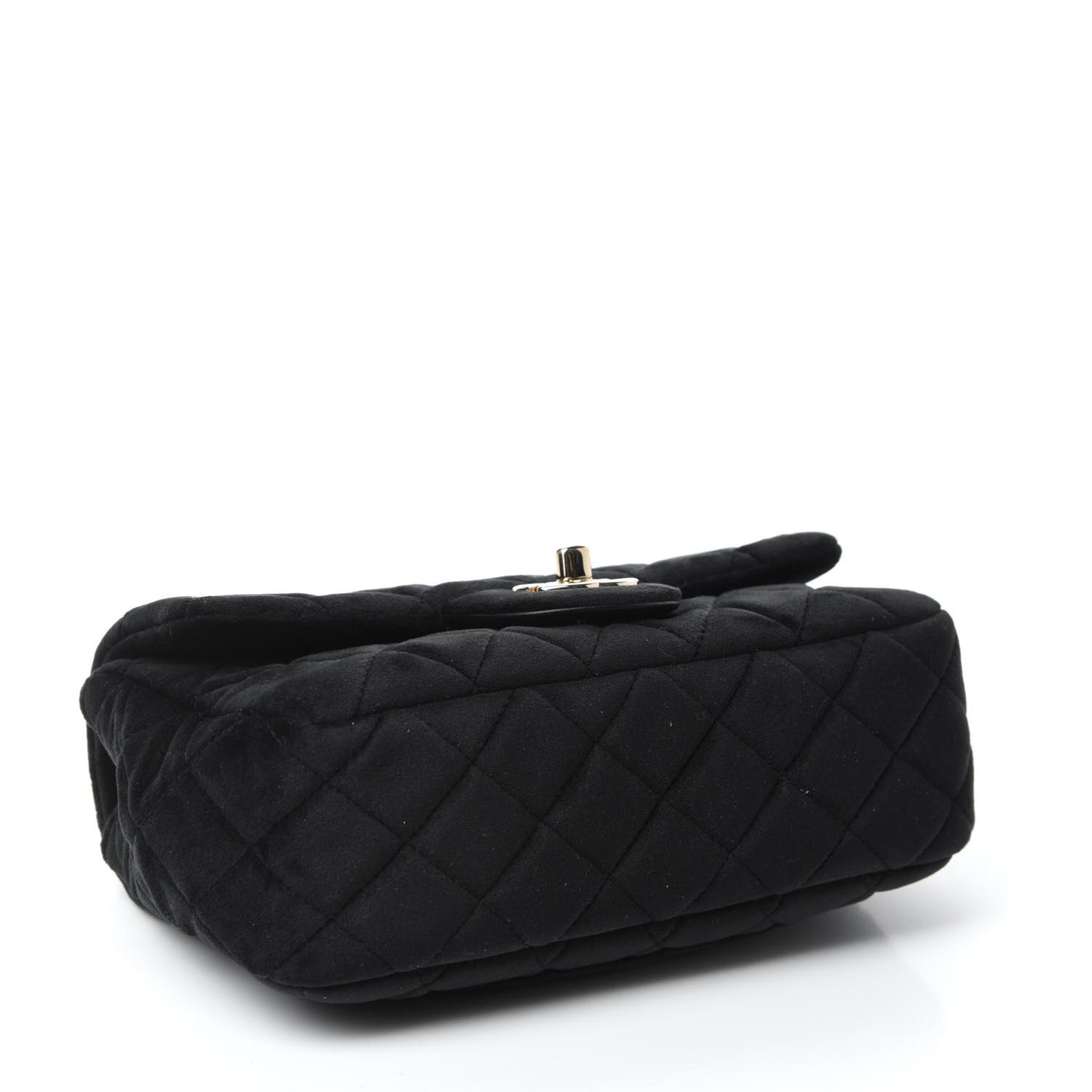 Velvet Quilted Mini Rectangular Pearl Crush Flap Black