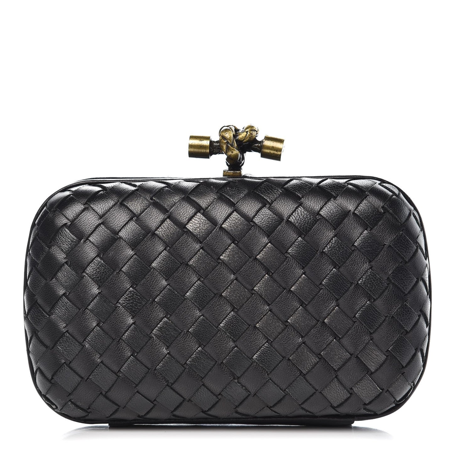 Nappa Intrecciato Knot Studded Clutch Black