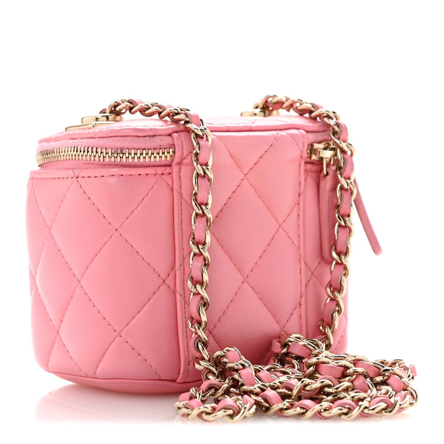 Chanel Lambskin Quilted Trendy Mini Vanity Case With Chain Pale