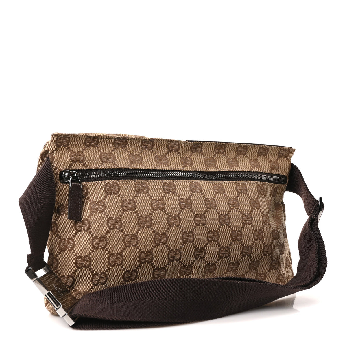 GG Monogram Double Pocket Belt Bag Dark Brown