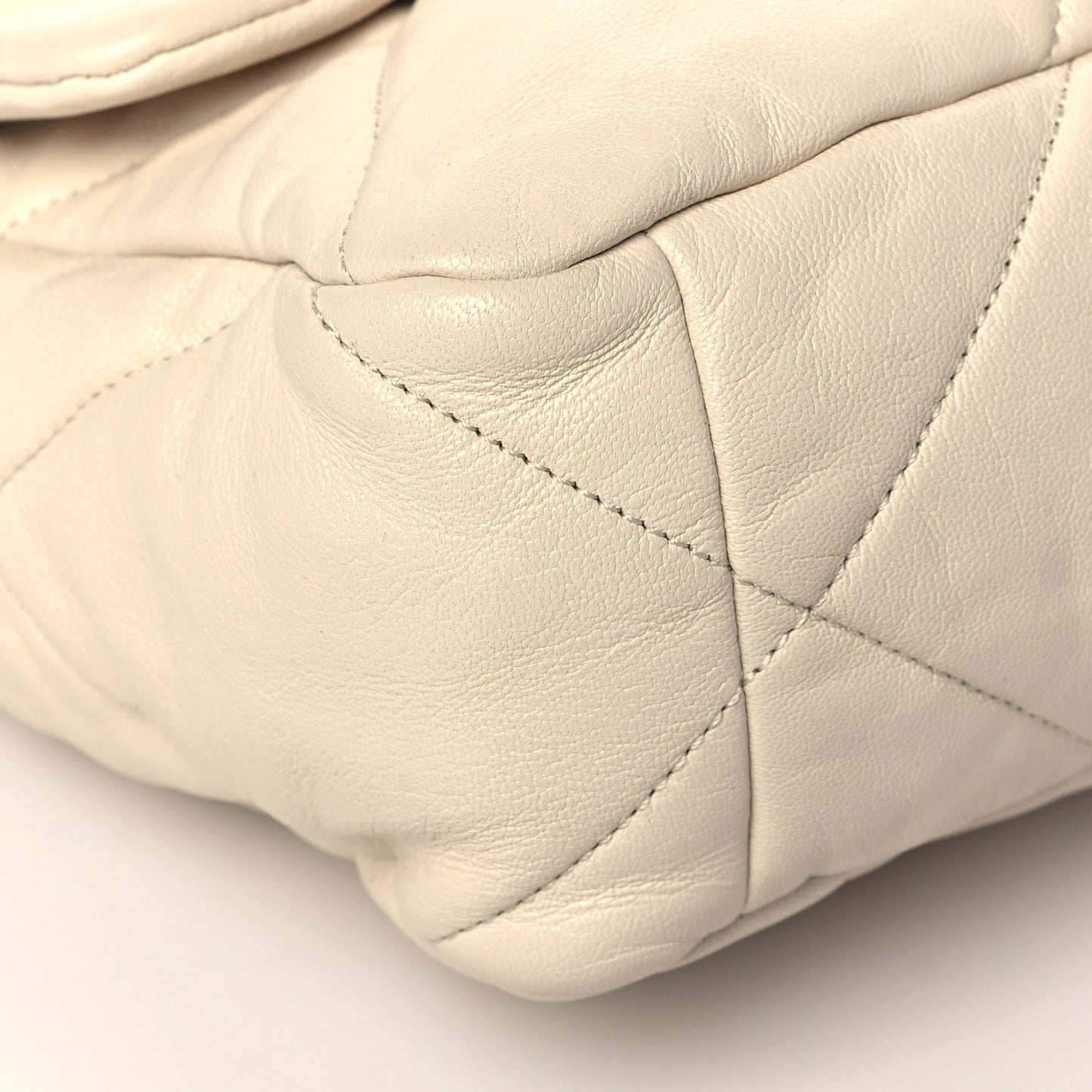 Goatskin Quilted Large Chanel 19 Flap Light Beige