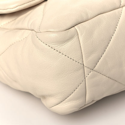 Chanel Goatskin Quilted Large Chanel 19 Flap Light Beige 9 of 10