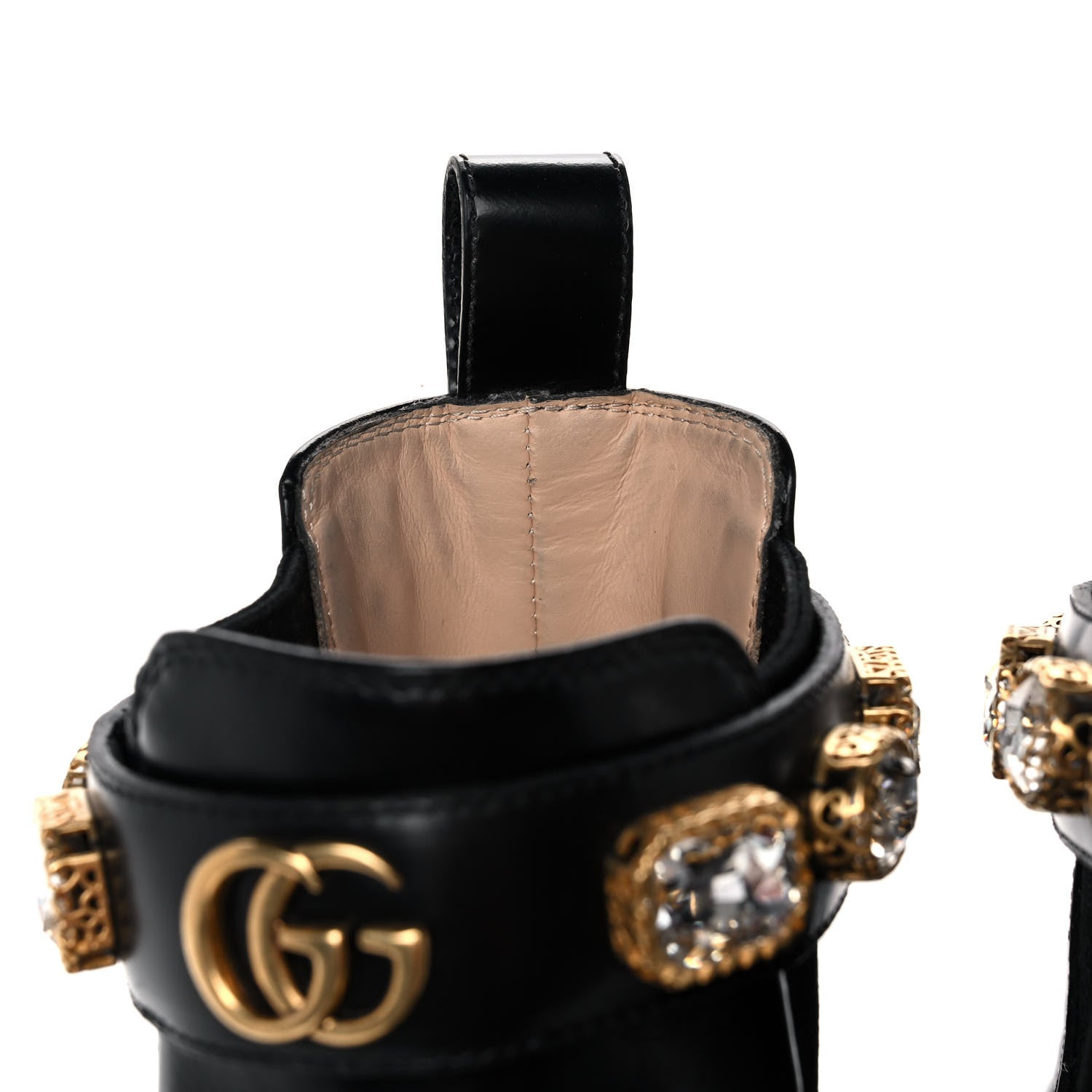 Gucci Calfskin Crystal GG Trip Chelsea Ankle Boots 36 Black 10 of 13