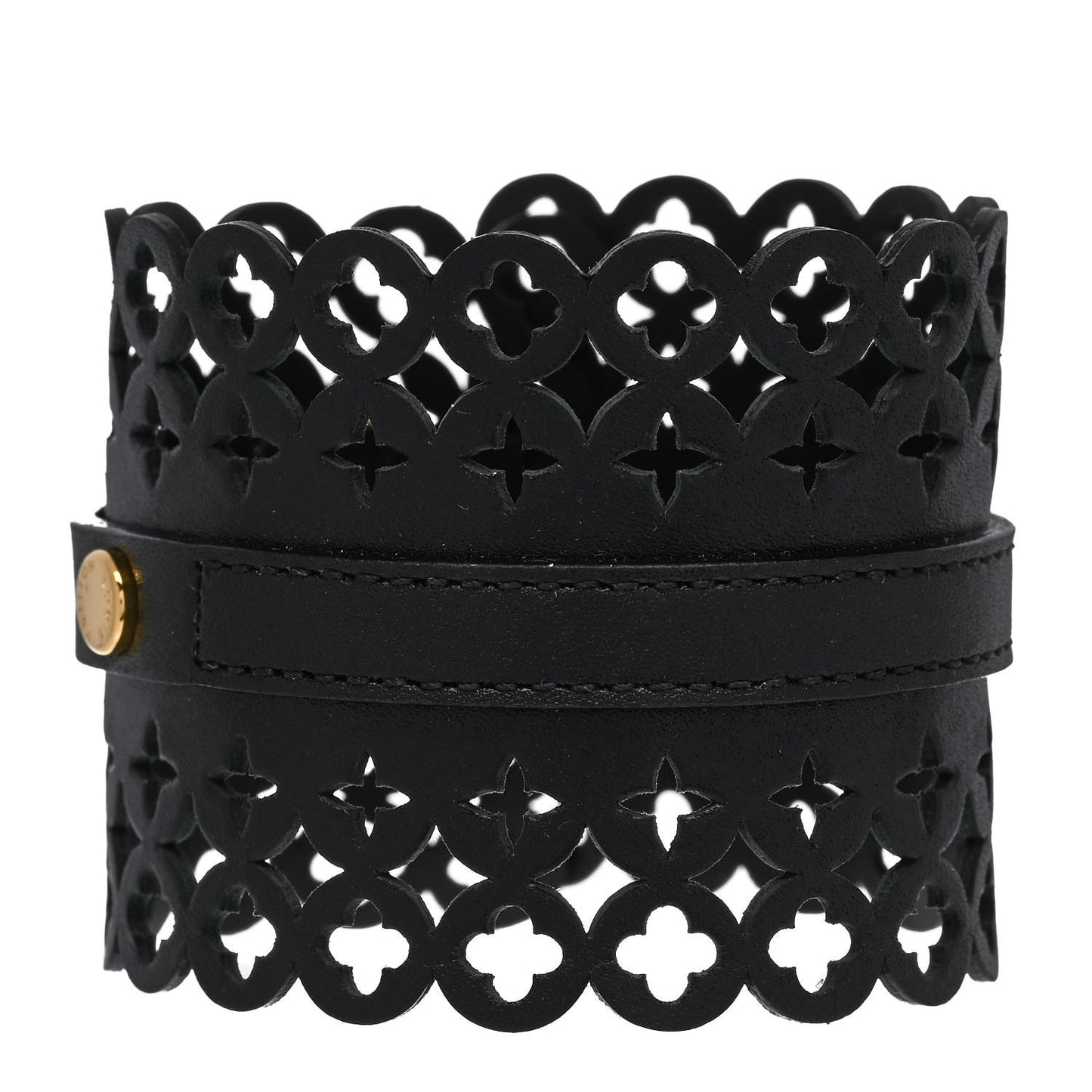 Calfskin Flower It Bracelet 17 Black
