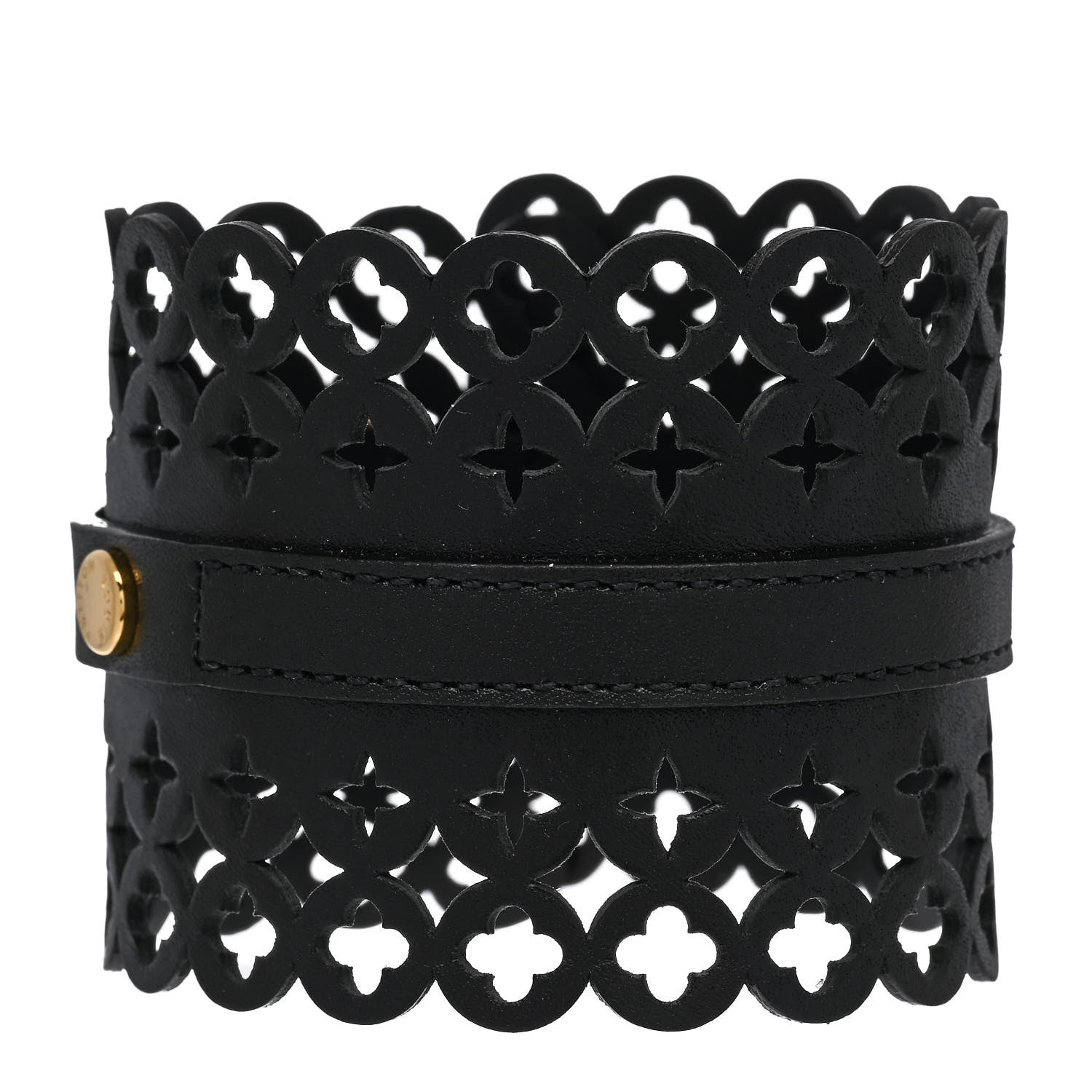 Louis Vuitton Calfskin Flower It Bracelet 17 Black 3 of 6