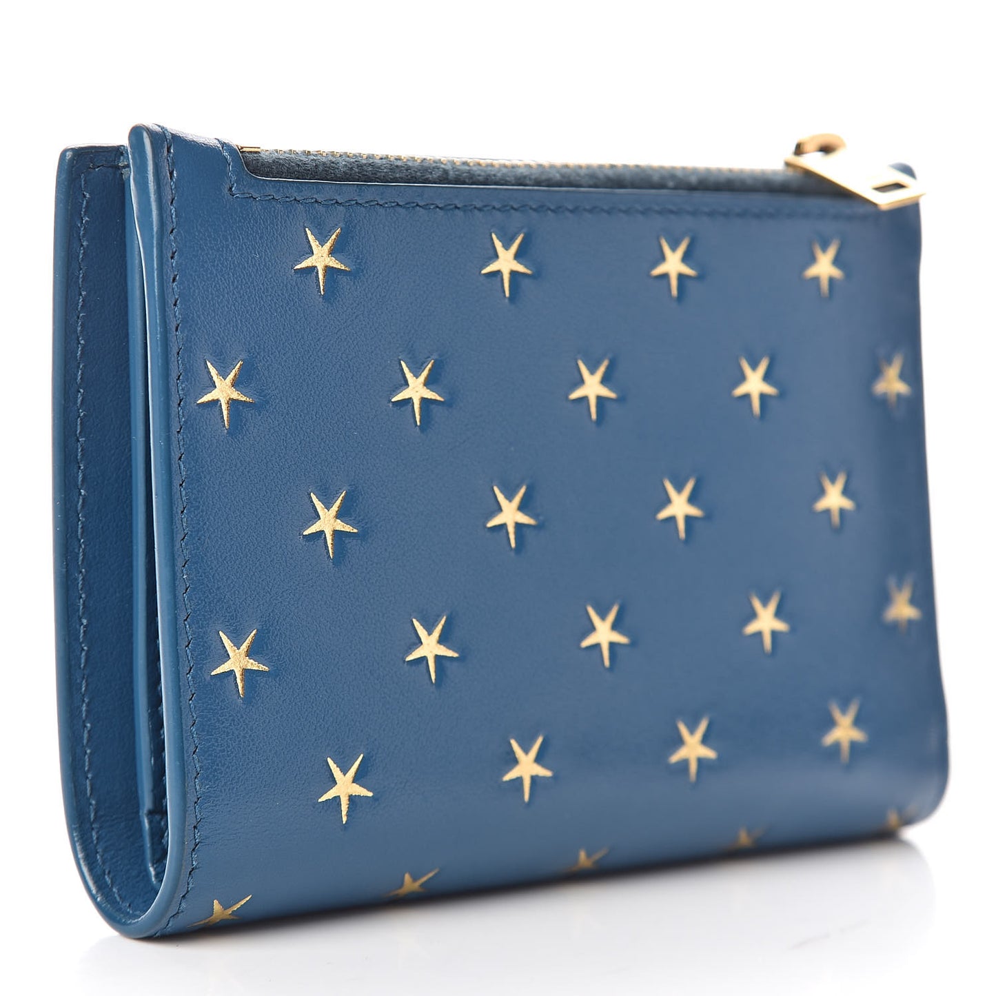 Calfskin Star Print Monogram Fragments Wallet Deep Sea