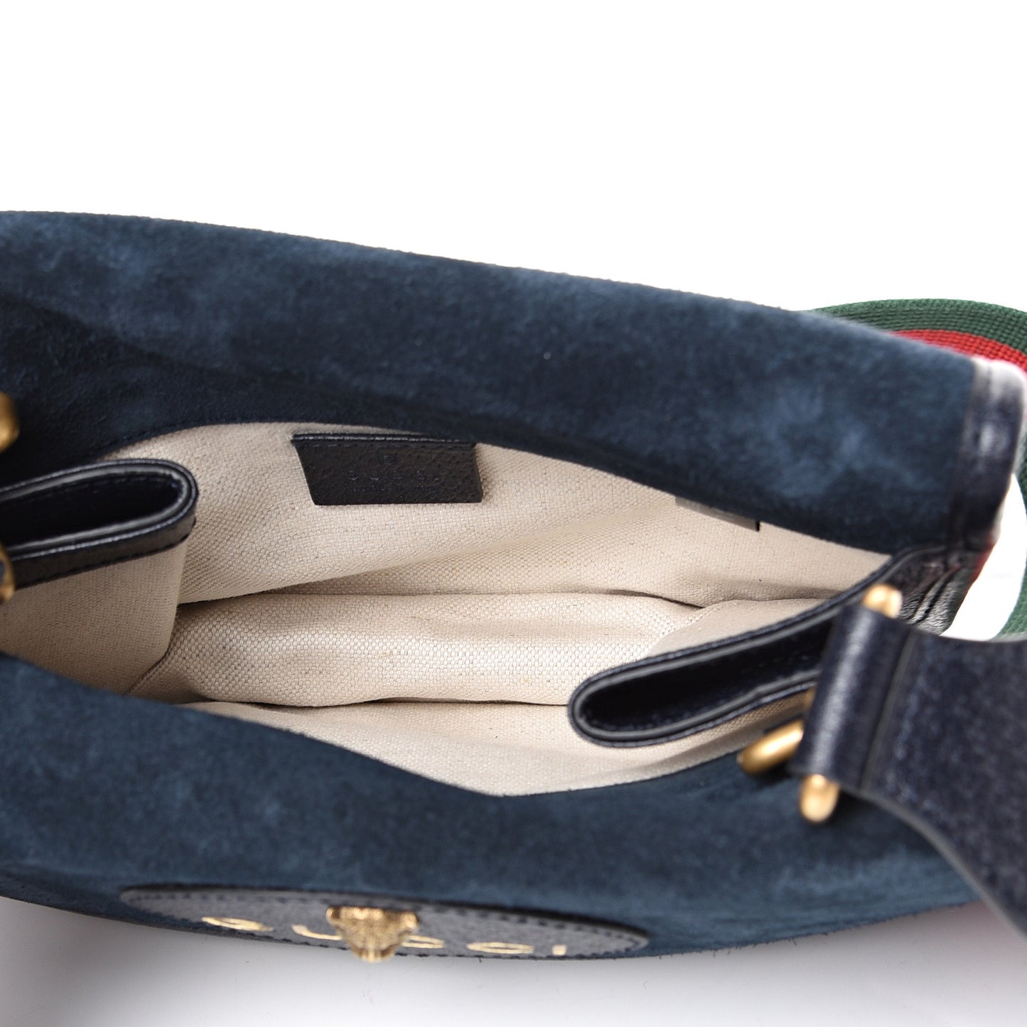 Suede Web Small Neo Vintage Double Flap Messenger Bag Blue