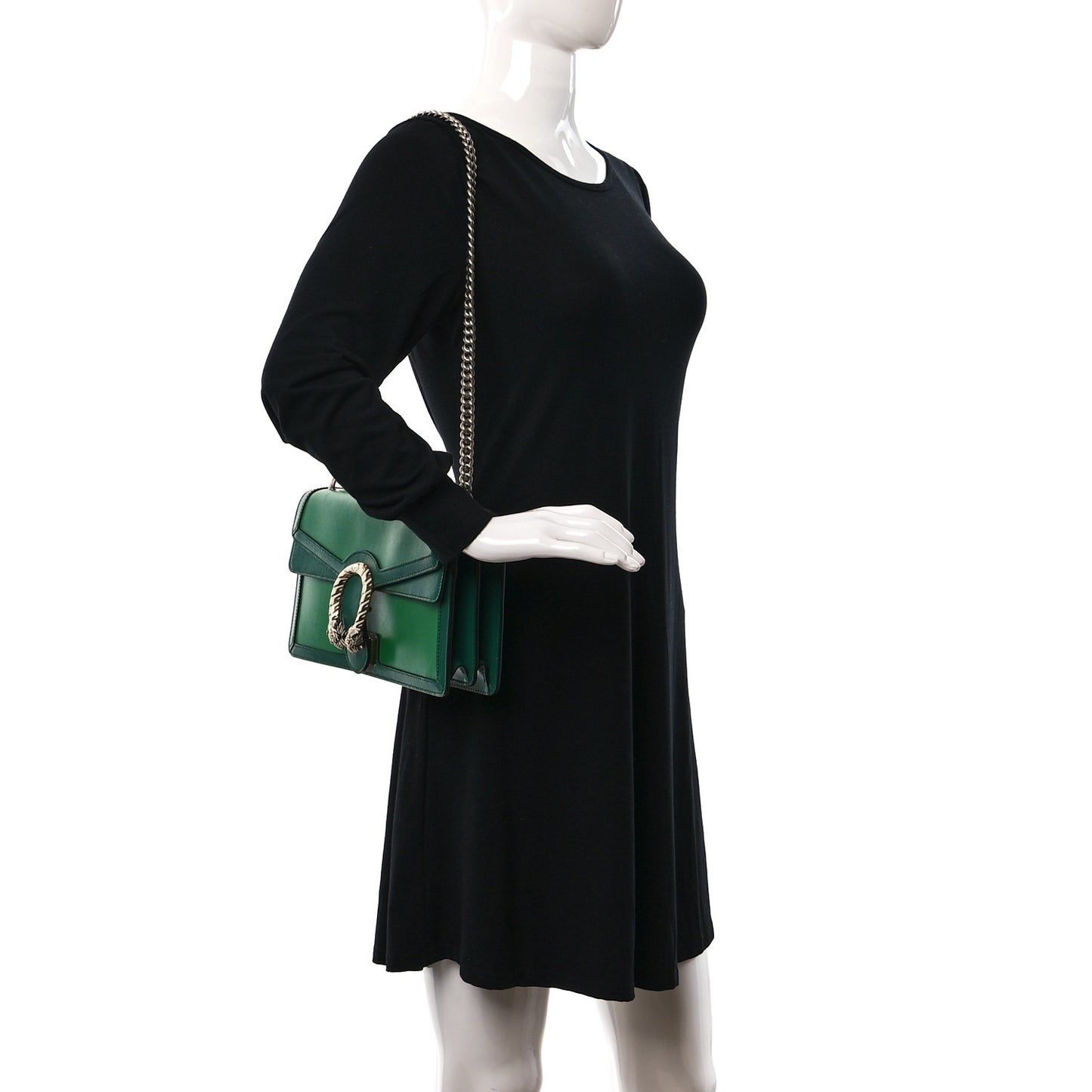 Azalea Calfskin Enamel Small Dionysus Shoulder Bag New Shamarock Emerald Off White